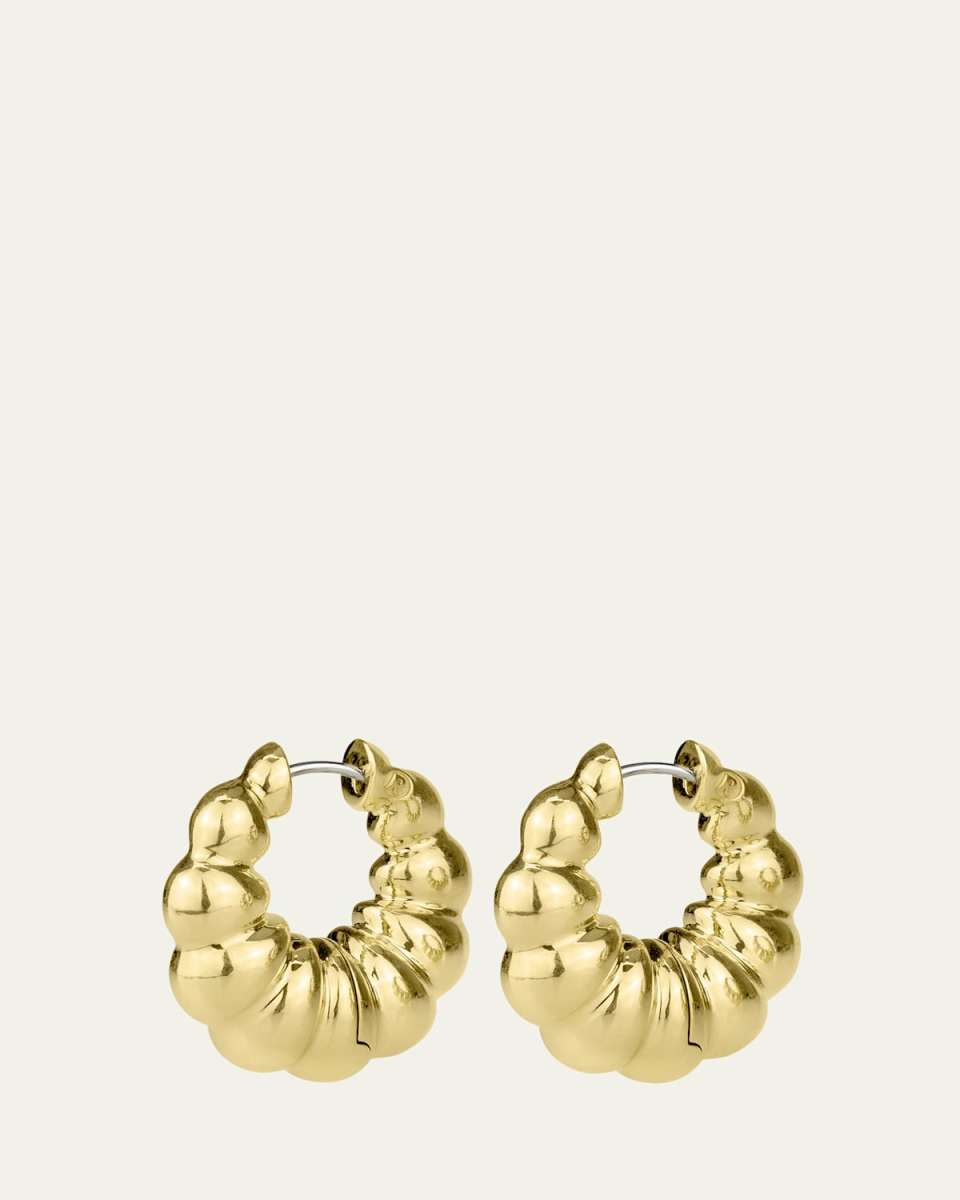 18K Yellow Gold 25mm Tapered Undulated Hoop Earrings